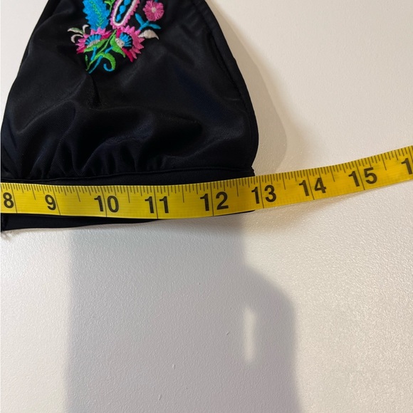 y2k xhilaration black embroidered bikini top vintage retro artistic bold floral - Picture 4 of 6